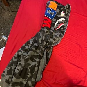 Bape Camouflage Zip Up Sweater - Black and Gray